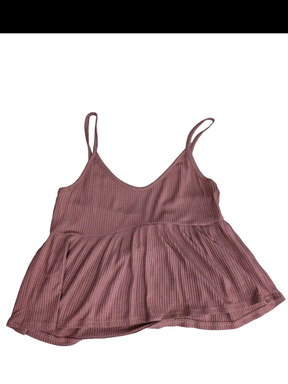 Rose Pink Ribbed Spaghetti Strap Baby doll Tank Top